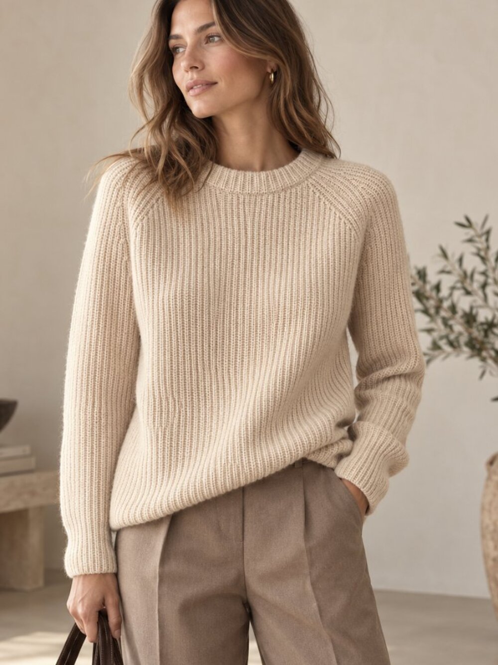 Jenni Kayne S CASHMERE Fisherman Sweater $425 Oatmeal Neutral NWT!